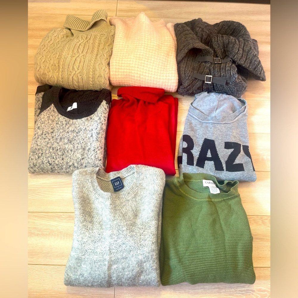 Set of 8 sweaters Size S/ M Gap Loft Forever21 Carmen Yal Wainscott Lou&grey